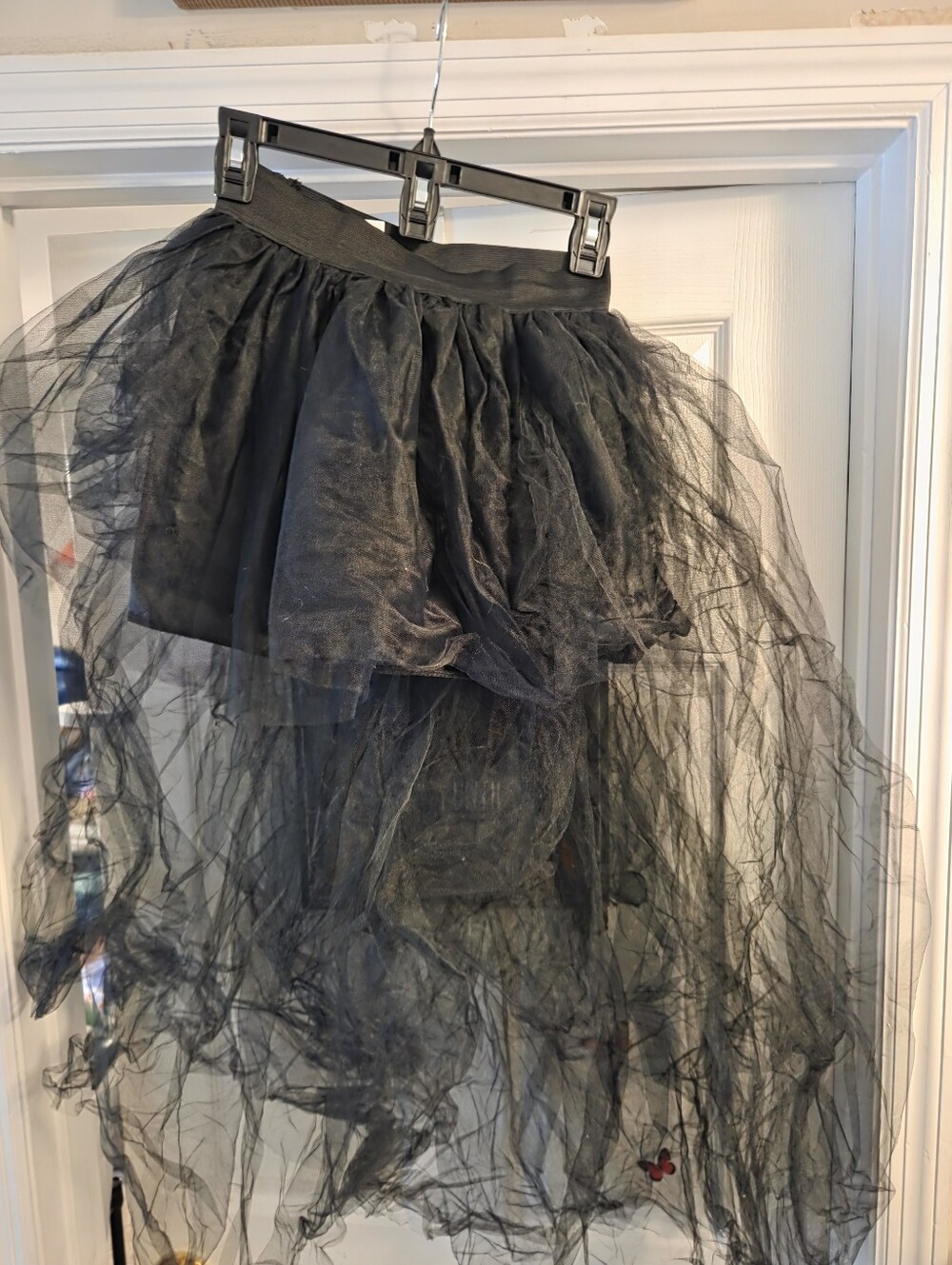 Hi low black skirt with tulle elastic band adult tutu by spooktacular creations